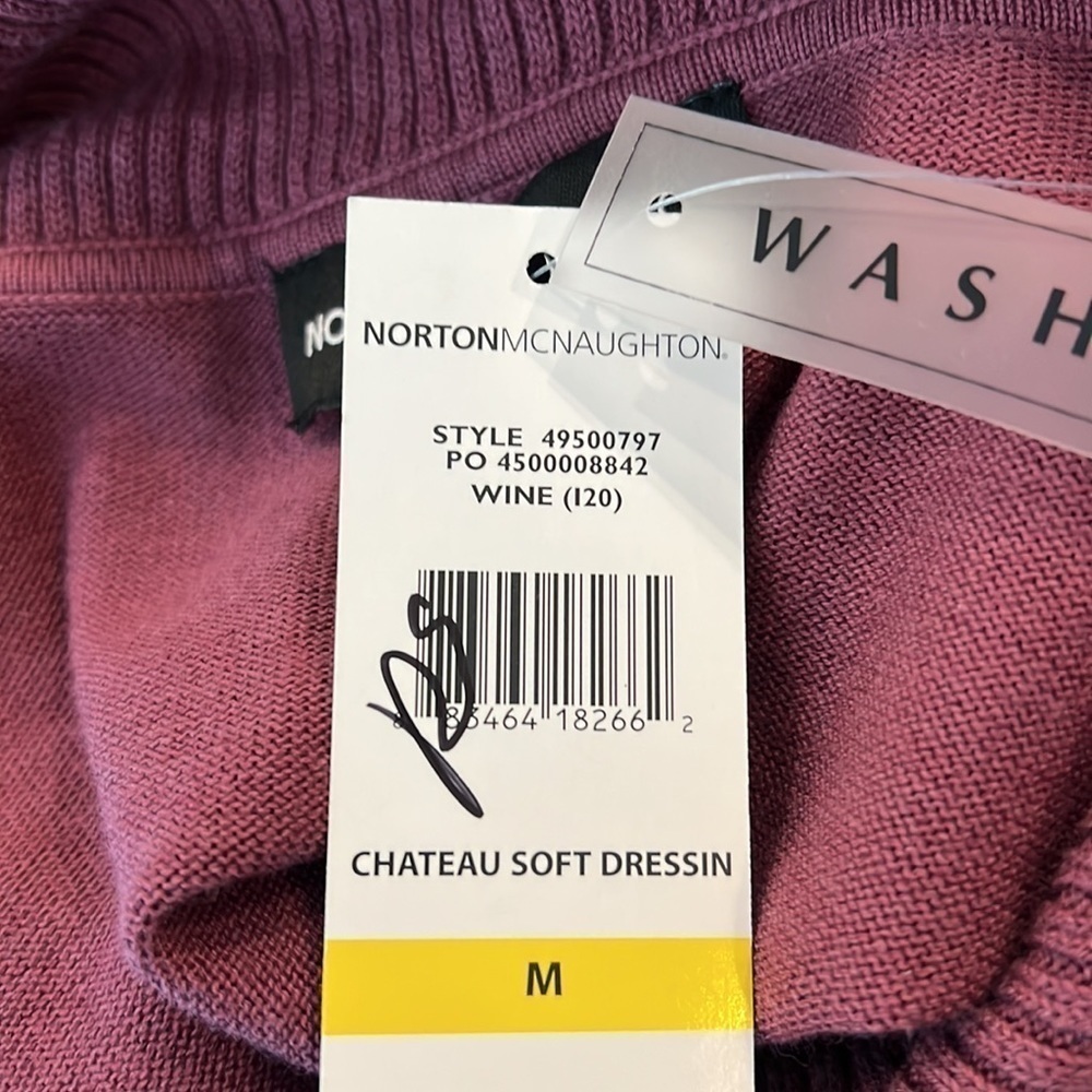 Norton McNaughton Women's Sweater Cowl Neck Wine Tie Short Sleeve Size Medium - Picture 6 of 7